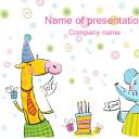 商务.生日祝福卡通动物生日幻灯片模板——图文