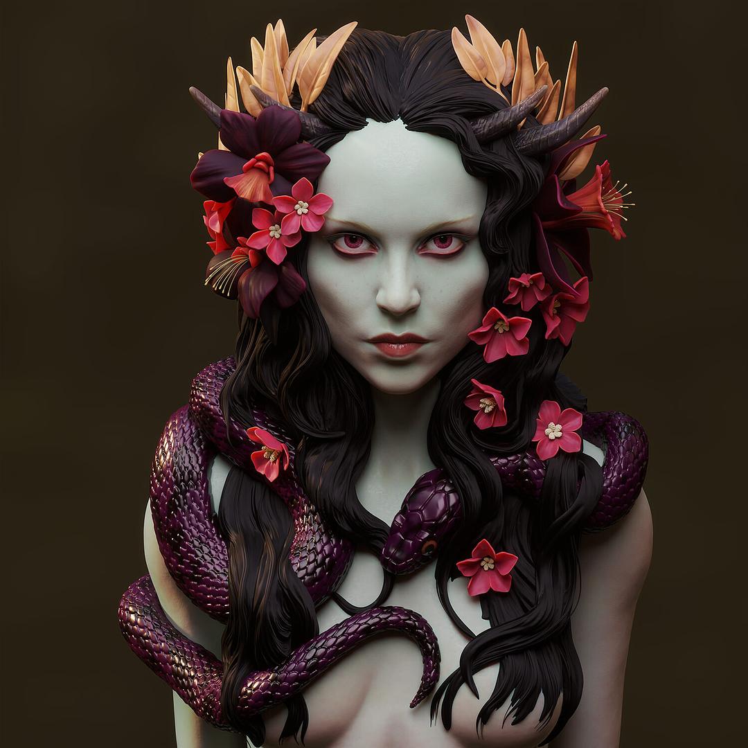 打动过你的现代艺术作品的图片-by Daniele Danko Angelozzi，意大利自由职业3D艺术家。梅勒妮•德隆的半身像：用zbrush雕刻，八猴渲染。https://douc.cc/3jG9jx<br><br>想学ZBRUSH，学3D雕刻，角色设计，欢迎来找我哦！