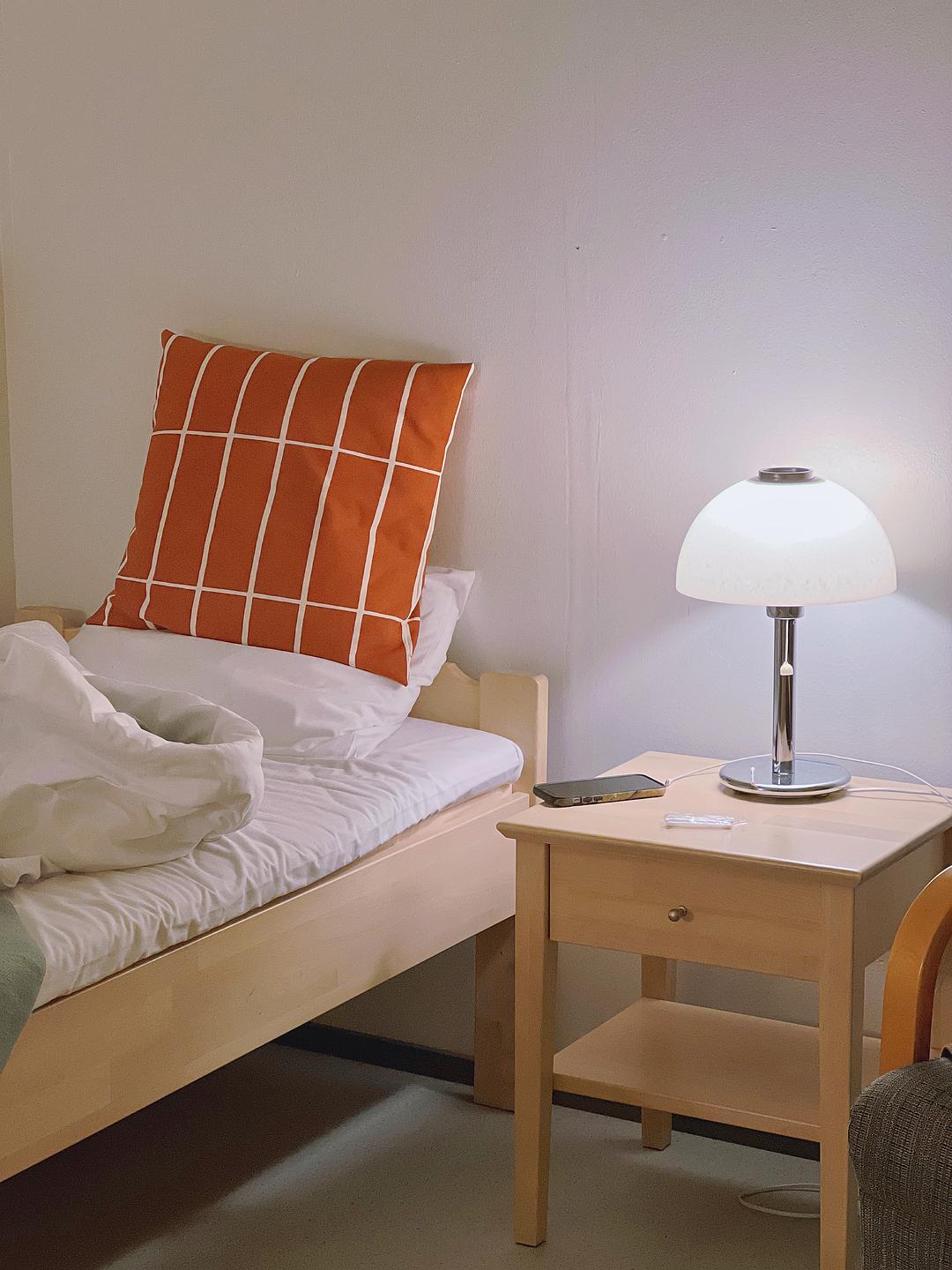 我的慢半拍人生的图片-2022年的最后一周，我们在疗养院度过。<br>提前感受了老年后的生活，每个小时都简单又安静。<br>朴素的床、简约的家居、暖黄的光线、坏掉的网。<br>真喜欢Aalto设计的帕伊米奥疗养院啊，只能冥想的露台、没有噪音的洗手台、让老年人恢复精神状态的工作室，充满活力的黄色扶手与地面。<br>打开窗户就可以闻到浓浓的松树味道，空气冷冰冰的，松针味越发明显。<br><br>提前了的老年生活。